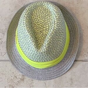 Vince Camuto Gray and Yellow Woven Hat